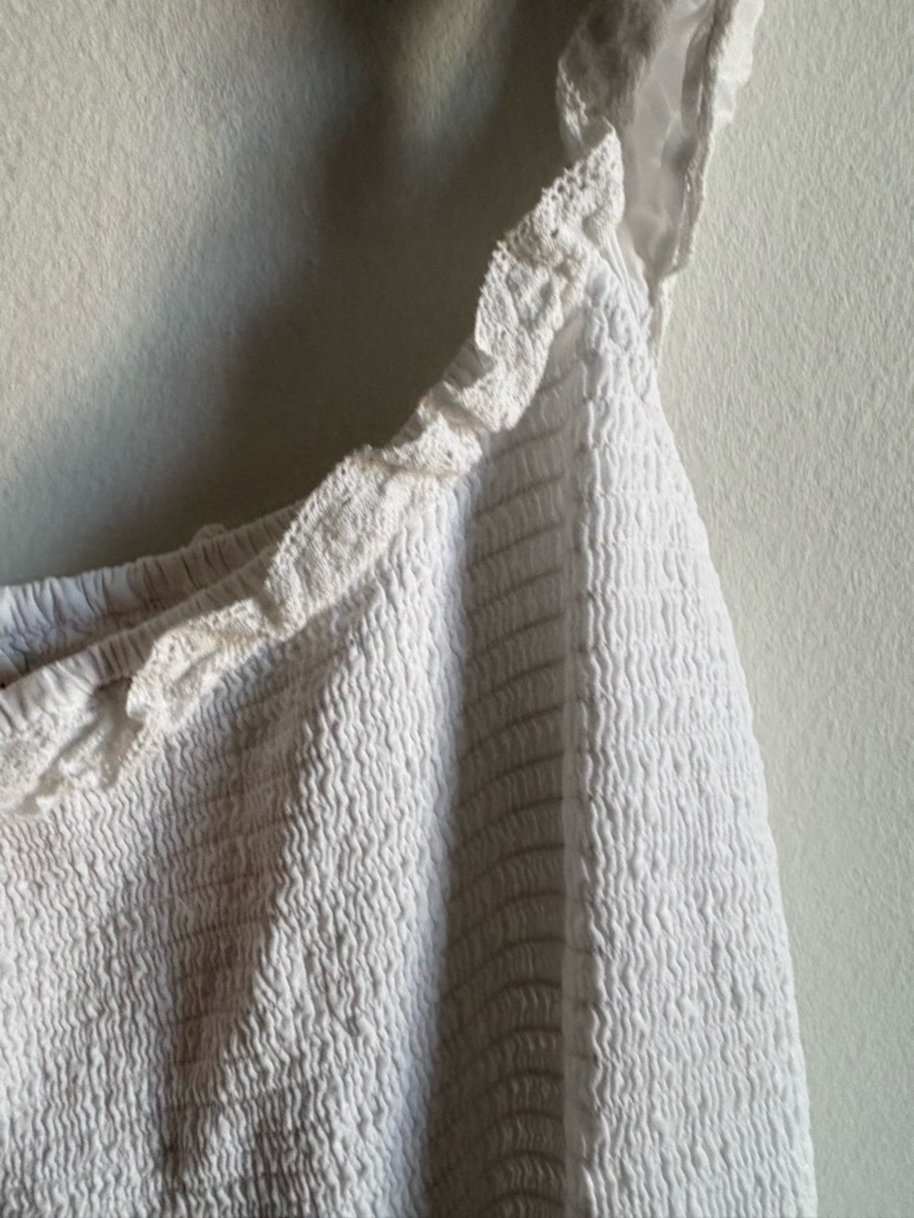 Aritzia Wilfred Sz XL Reminisce White Smoked Bodice Ruffle Midi Dress - Picture 3 of 10